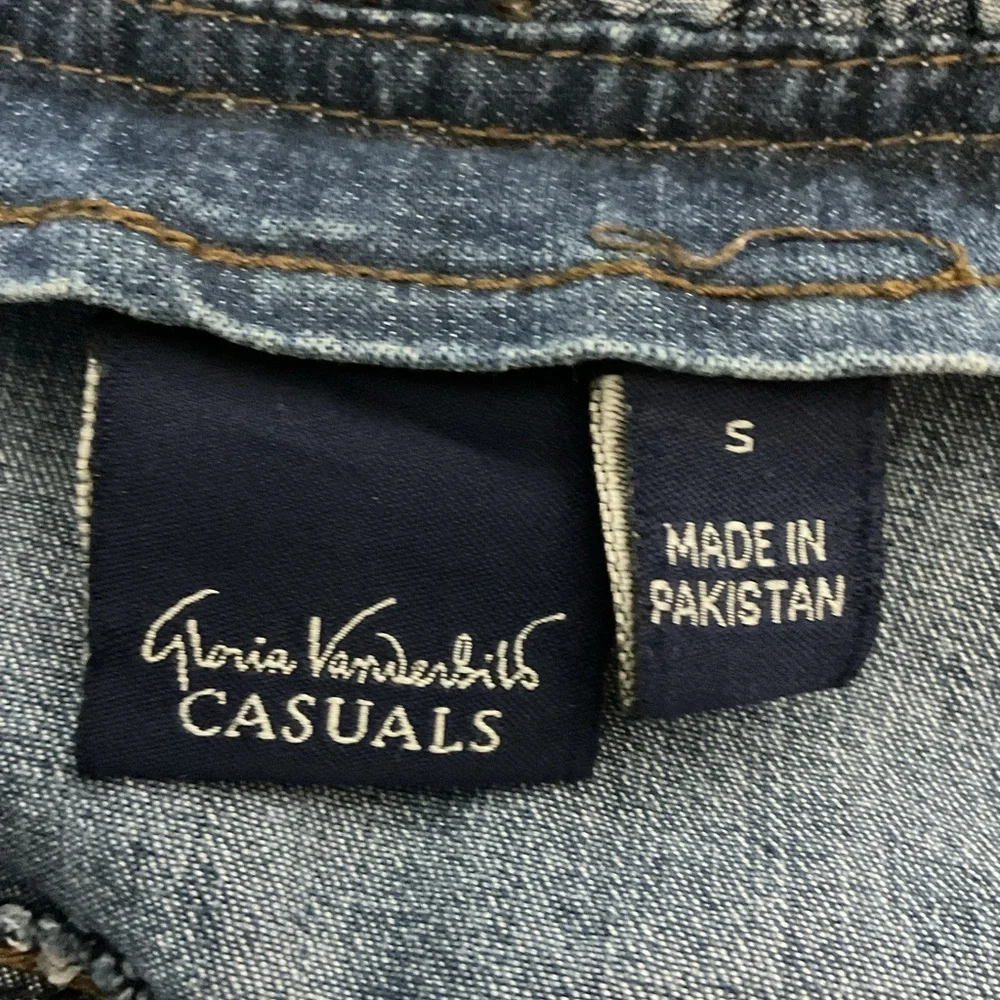 Gloria Vanderbilt Denim Jacket Small Ruffle Trim Button Front - Picture 5 of 5